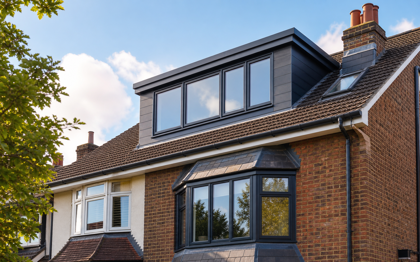 Loft conversion with modern dormer glazing
